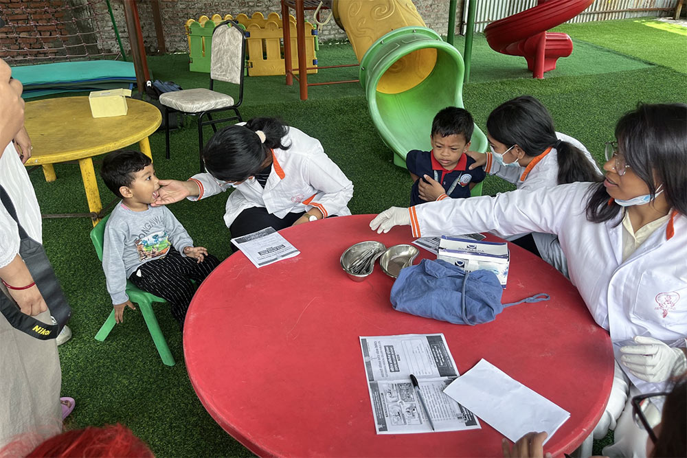 The Rotary Club of Madhyapur successfully organized a Dental and Health Check-up Camp today at Vinayak School, Patibiha