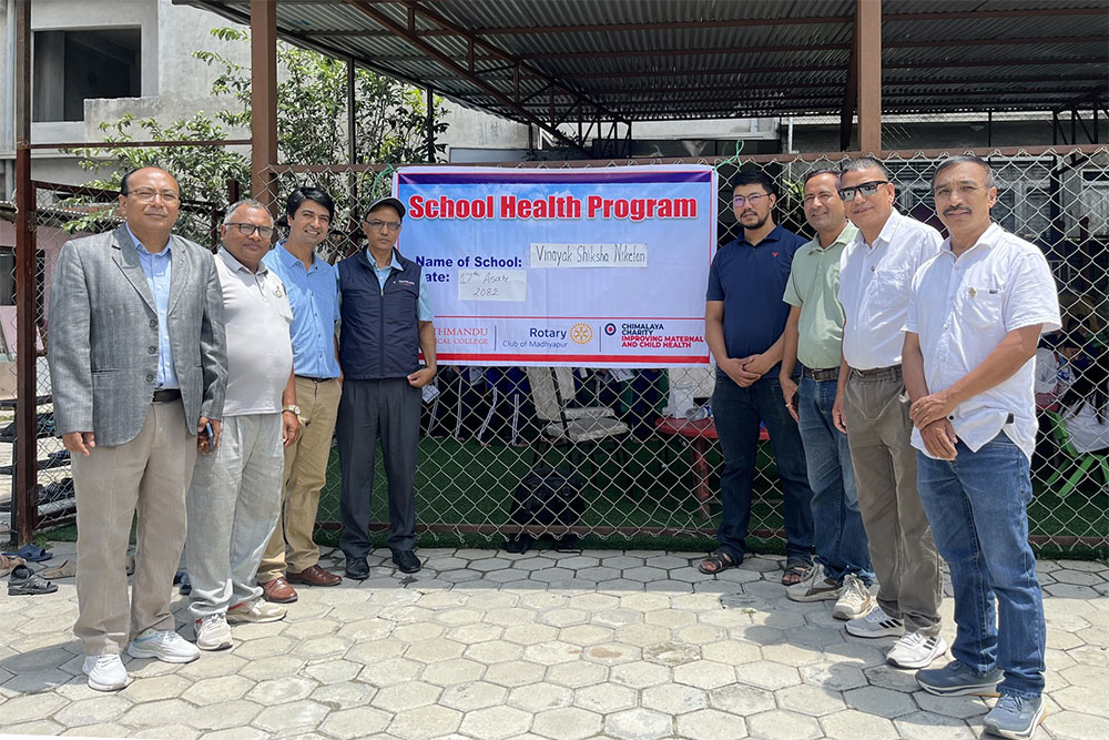 The Rotary Club of Madhyapur successfully organized a Dental and Health Check-up Camp today at Vinayak School, Patibiha
